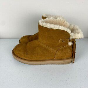 Koolaburra UGG Jaelyn Sheepskin Ankle Booties Boots Chestnut Brown Womens 7